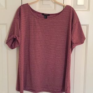 Forever 21 soft burgundy striped cotton shirt L